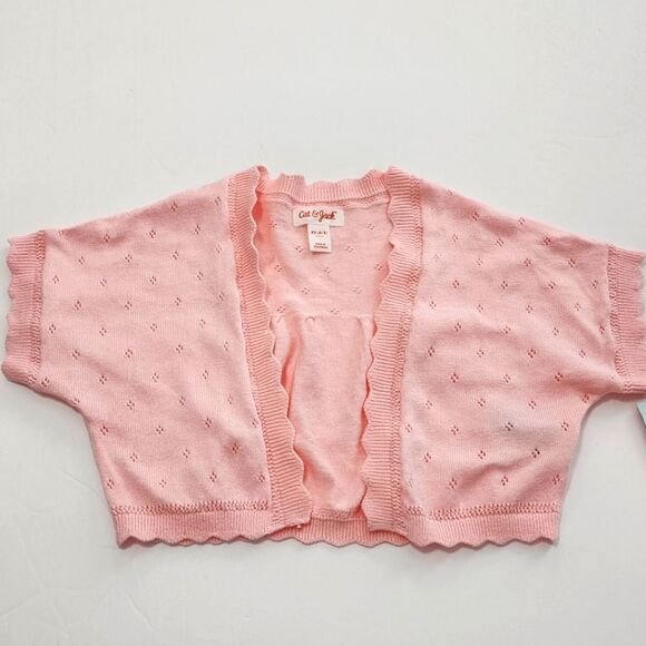 Girls' Short Sleeve XS- Cardigan Sweater - Cat & Jack Powder Pink - Picture 1 of 4